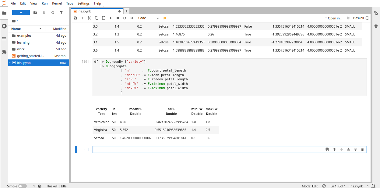 Screenshot of aggregations