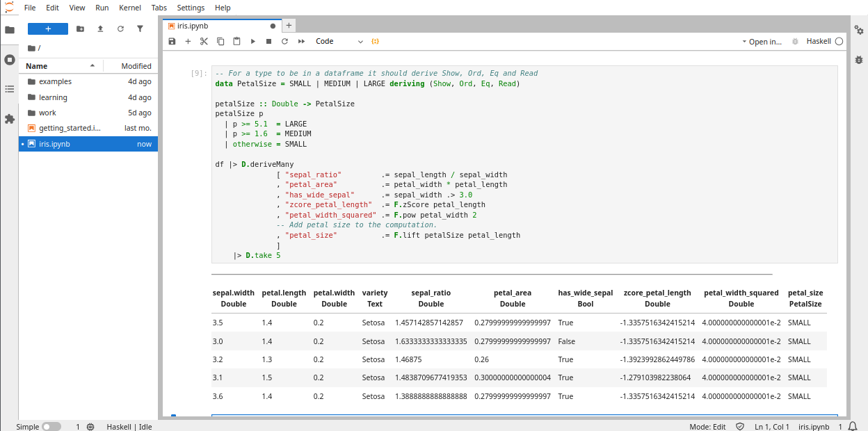Screenshot of user defined functions