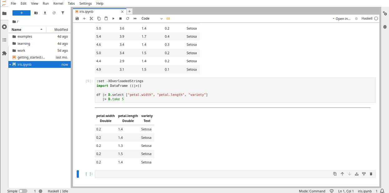 Screenshot of a subset of columns